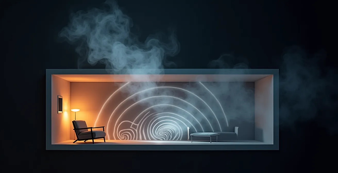 Strategic placement of pheromone diffuser showing optimal airflow patterns in room