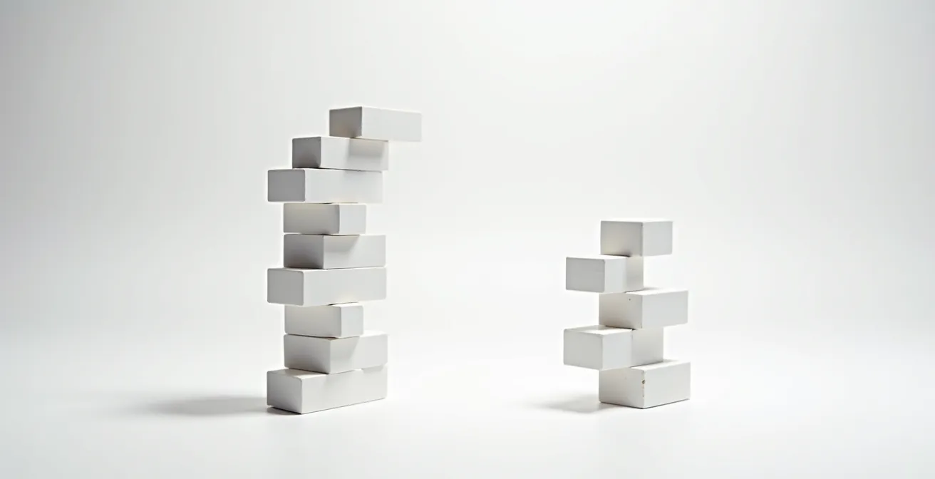 Side-by-side comparison of two dog skeletal structures showing differences in bone length and joint alignment